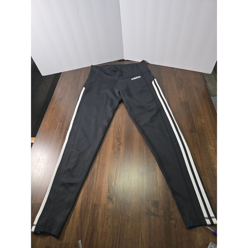 Womens Climalite 3-Stripe Leggings Black White High Waist Size M
